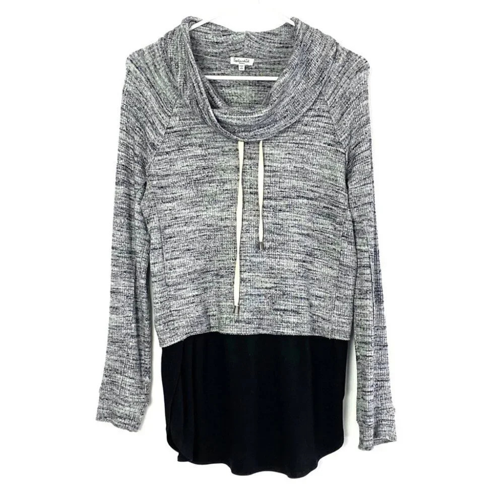 Splendid Pullover Top Womens Size Small Brushed Triblend Poorboy FunnelNeck Gray